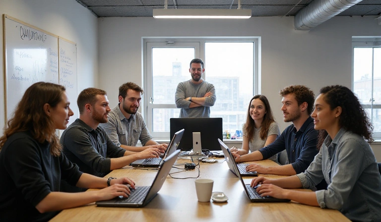 SoftEdge Systems founding team in early office