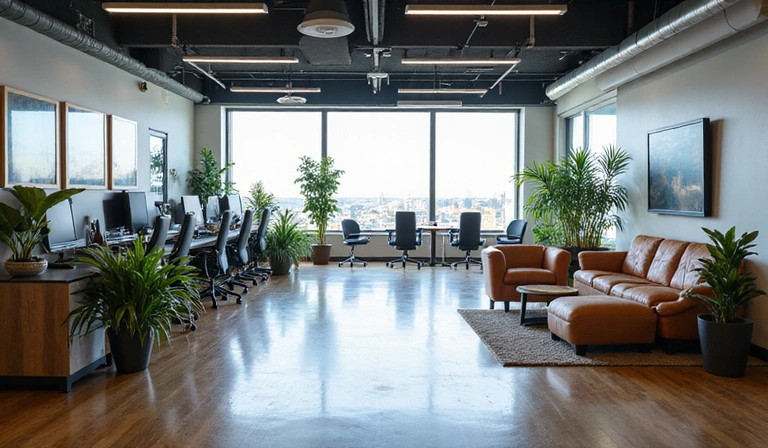 Modern office space with comfortable work areas